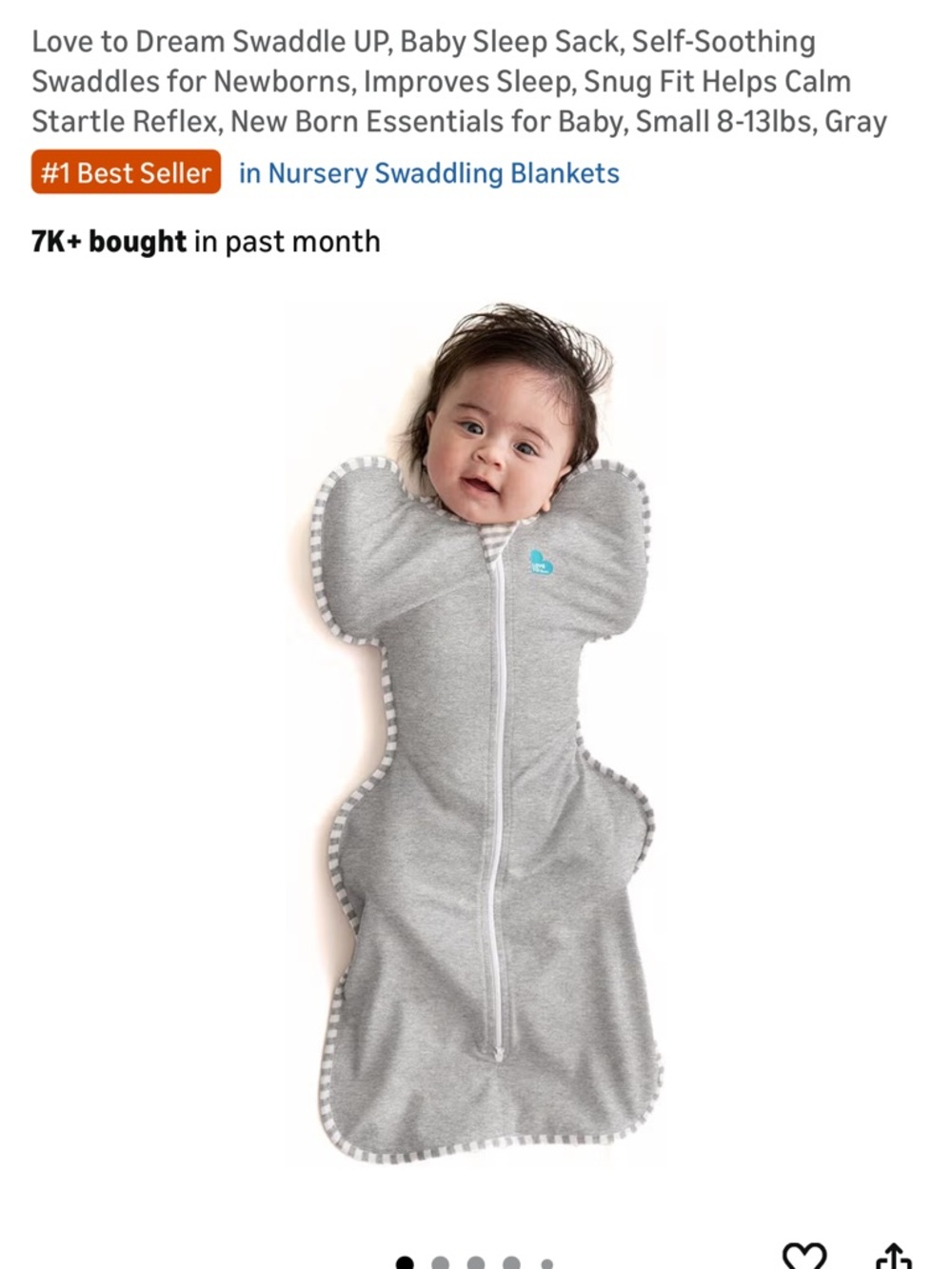 Love to Dream Gray Heather Swaddle Up Original